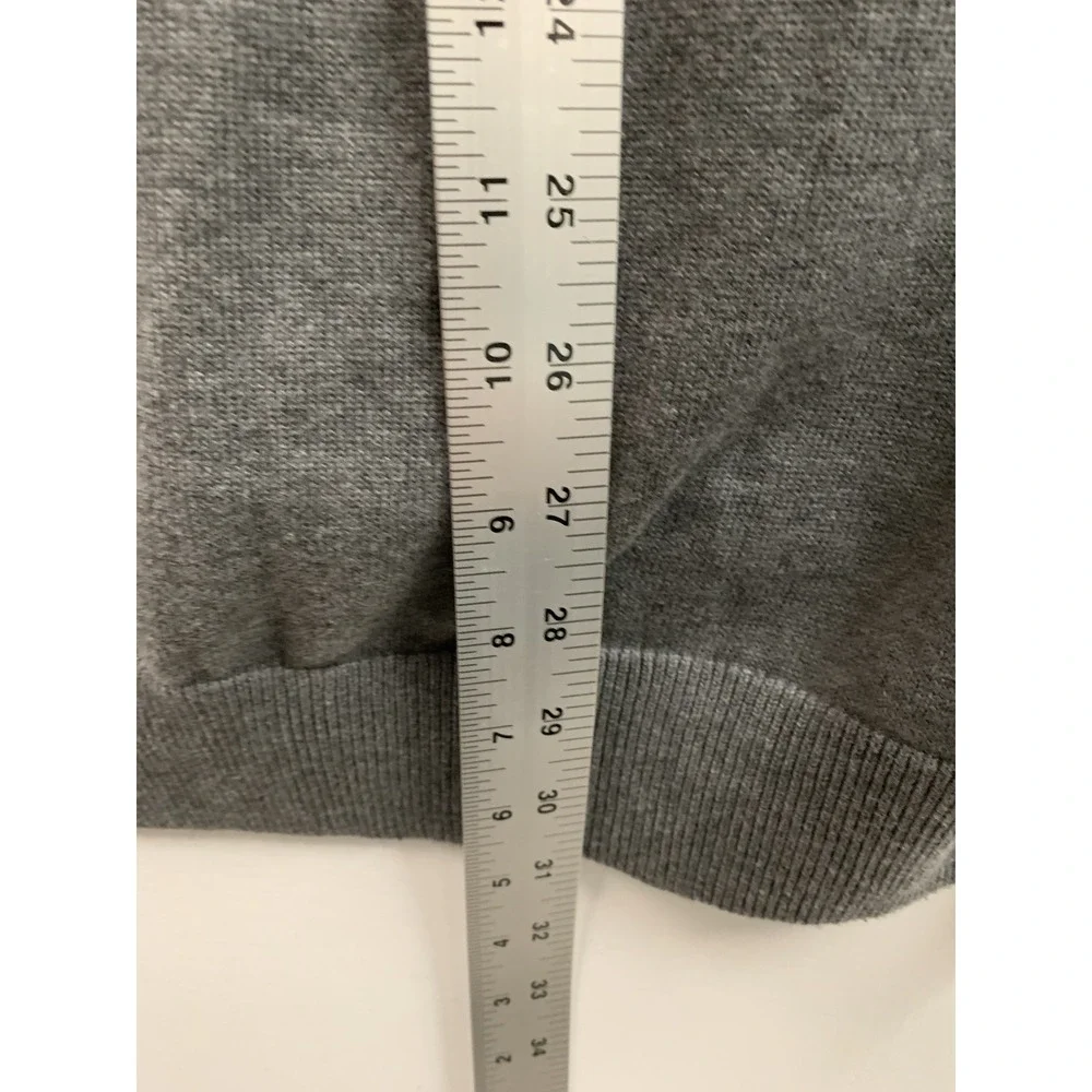 Lands' End Men's Sweater Vest Large Gray  Cotton V-Neck Pullover Classic‎